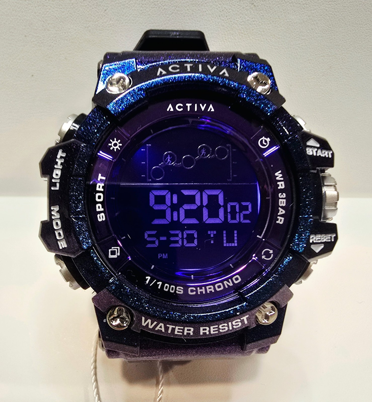Activa Sport Digital Quartz Chronograph Blue/Purple Resin 30M w/Box