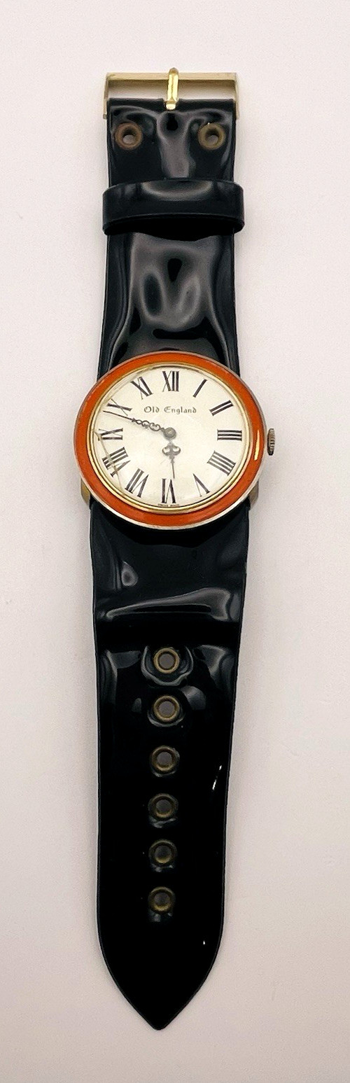Vintage 1960s Old England Pop Art Watch Manual Black and Orange Mod
