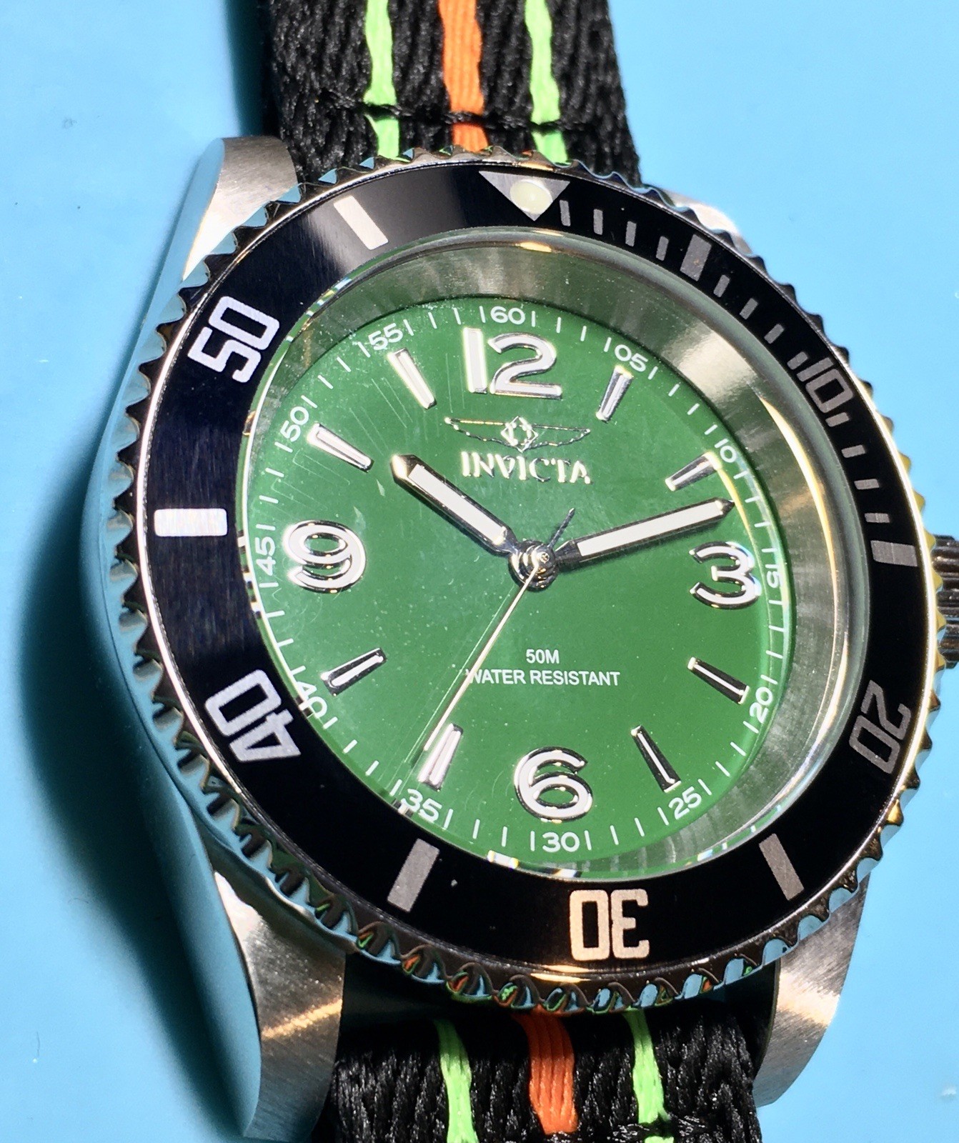 INVICTA PRO DIVER GREEN FATHOMS STYLE NO DATE ALPHA NUMERIC 40MM QUARTZ CUSTOM