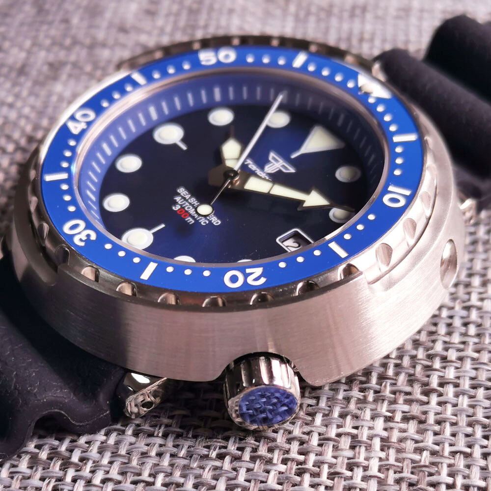 46.5MM Tandorio blue dial Ceramic bezel 30ATM NH35A automatic Diving Mens Watch