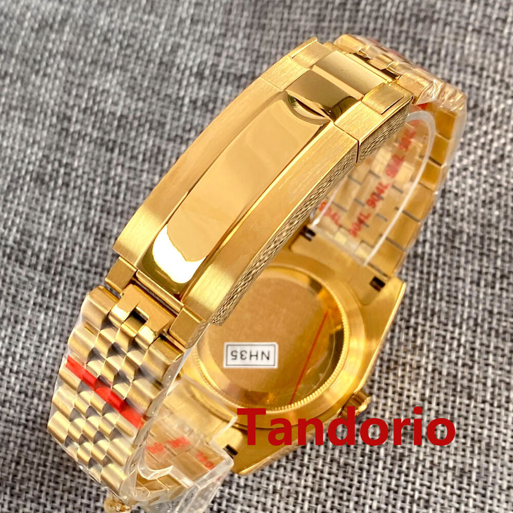 39mm Bliger Green Dial Gold Plated Sapphire Glass NH35A PT5000 Auto Fluted Bezel