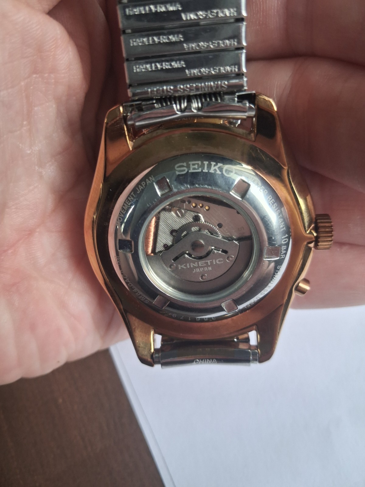 Seiko Neo Classic Kinetic 5M84-0AC0 – Rose Gold / Black Dial – Fully Tested