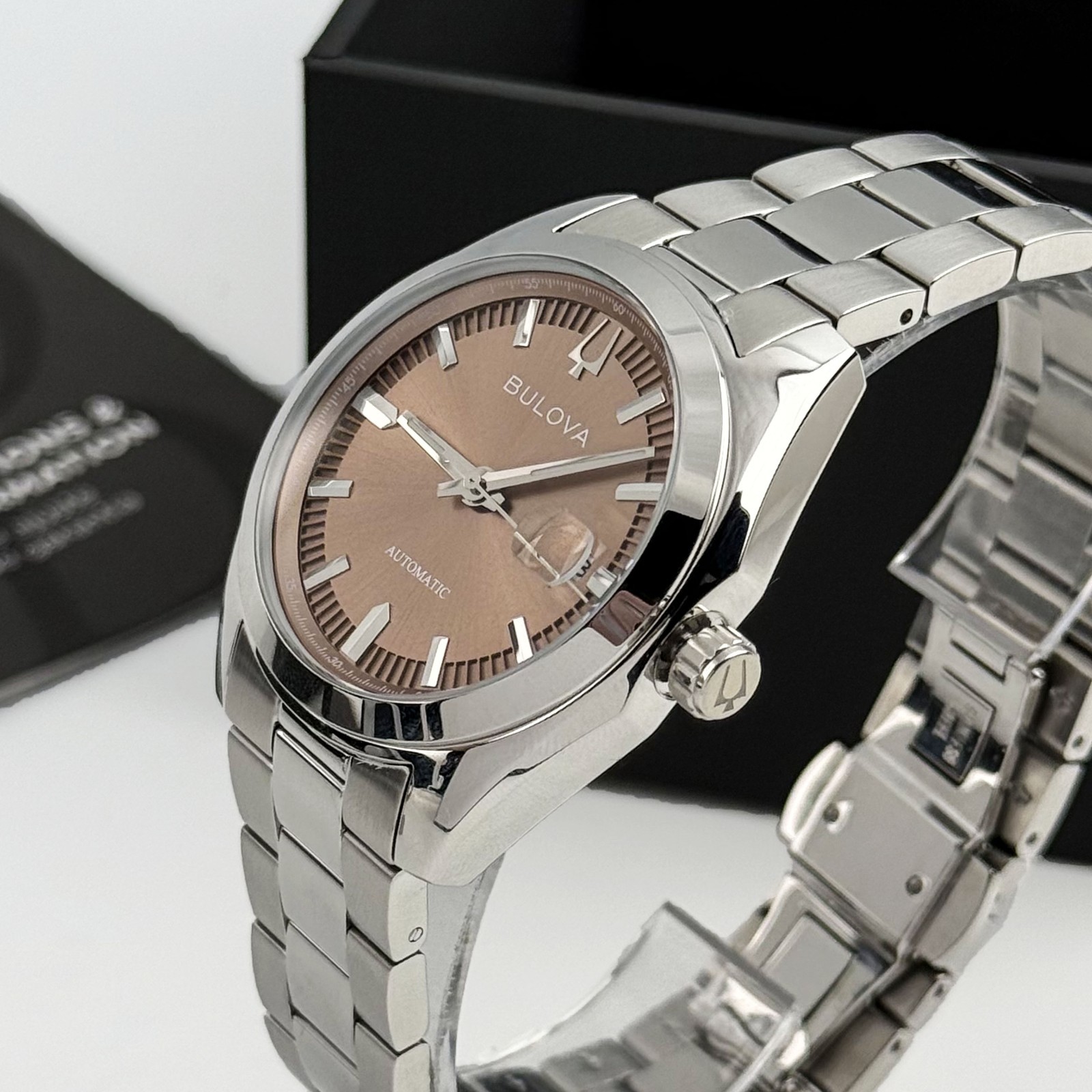 Bulova Classic 96B470 Surveyor Light Brown Dail Automatic Gents Watch with Date