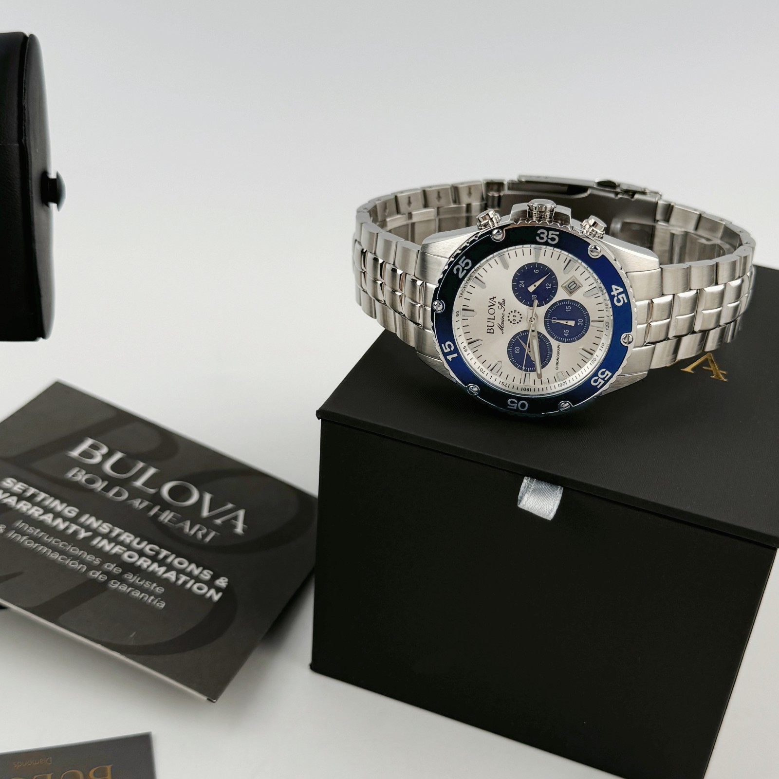 Bulova 98B423 Marine Star Chronograph Silver White dial stainless Men’s Watch