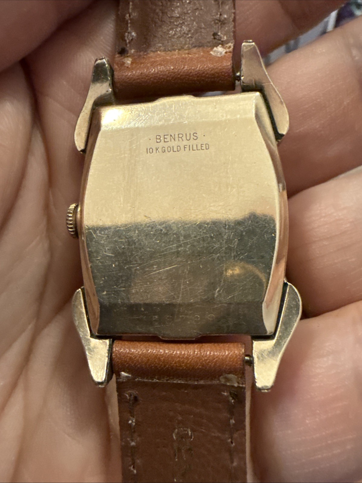 10K Gold Filled Benrus Tank style Vintage watch sub second Fancy lugs