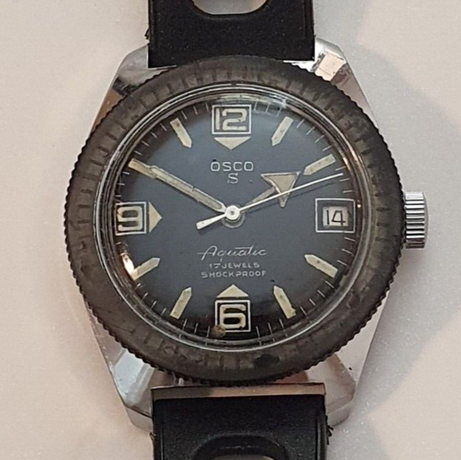 OSCO AQUATIC 36mm Mechanic Cal. Men’s Vintage SkinDiver Watch OS In House 1960