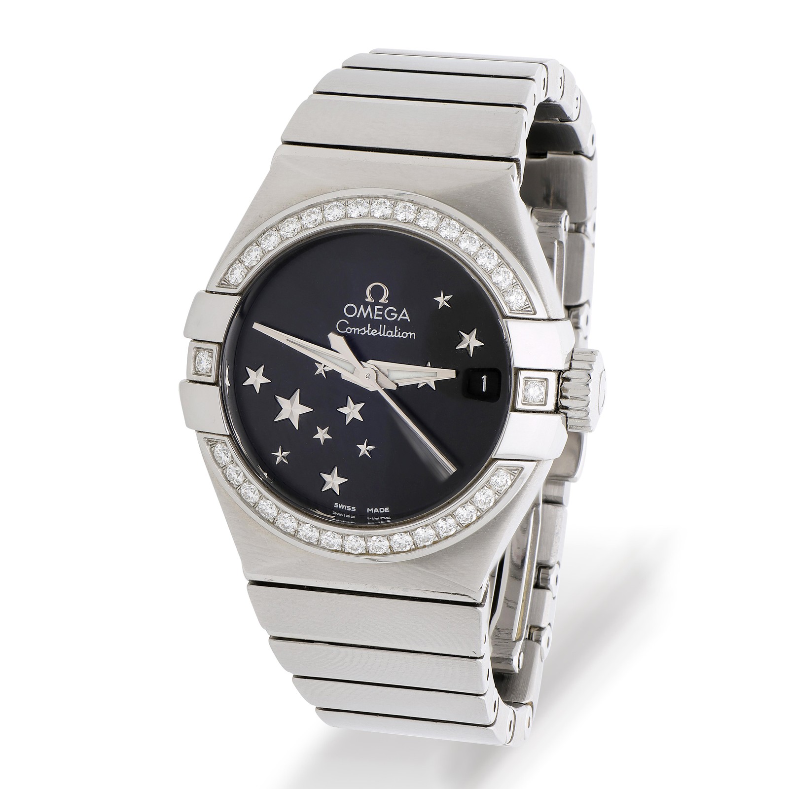 Omega Constellation 27mm Diamond Bezel Black Star Dial Steel Watch 2022 Full Set