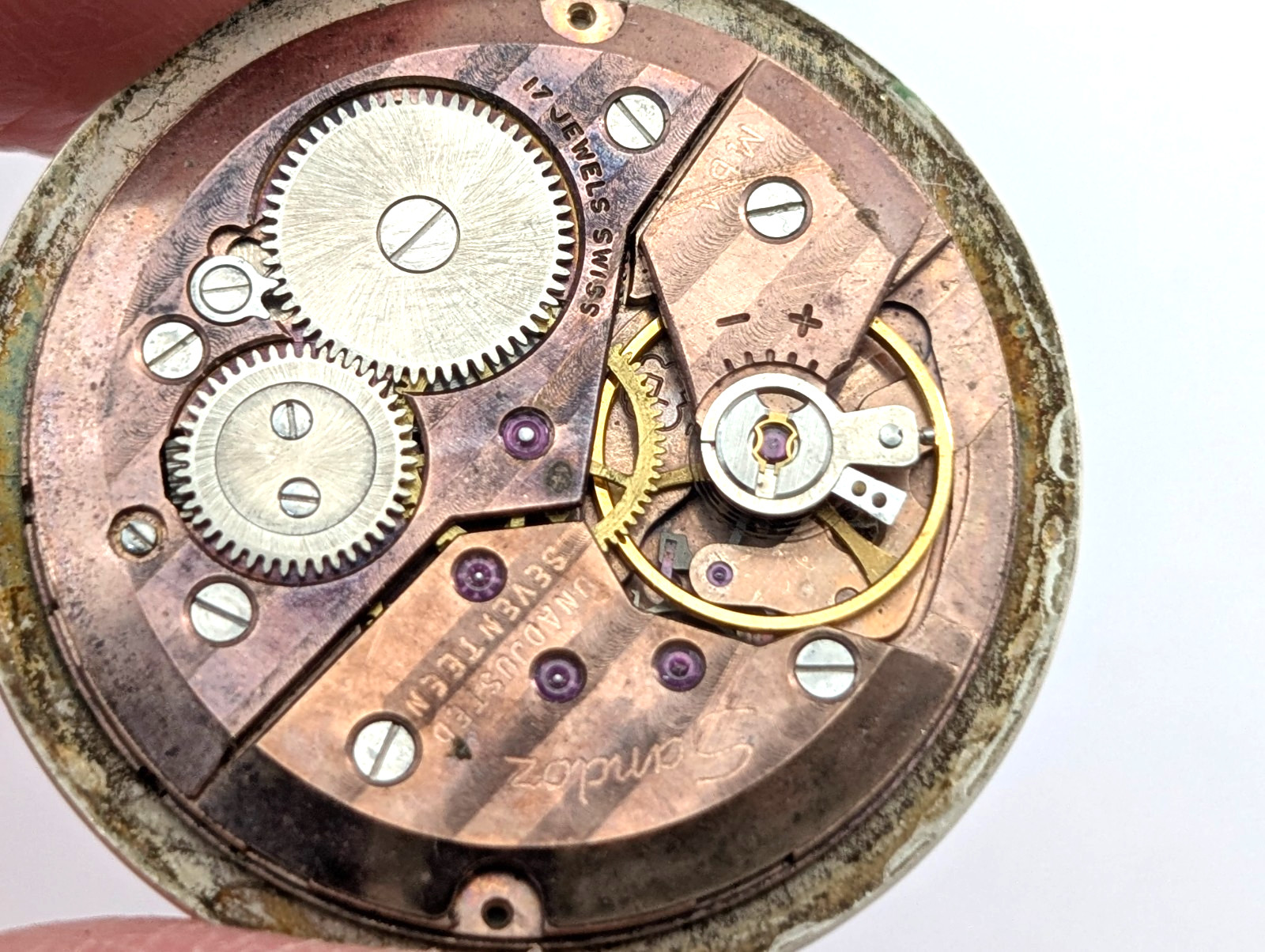 Vintage GERMINAL VOLTAIRE 17 Jewels Men’s 30mm Swiss Watch Movement PARTS REPAIR