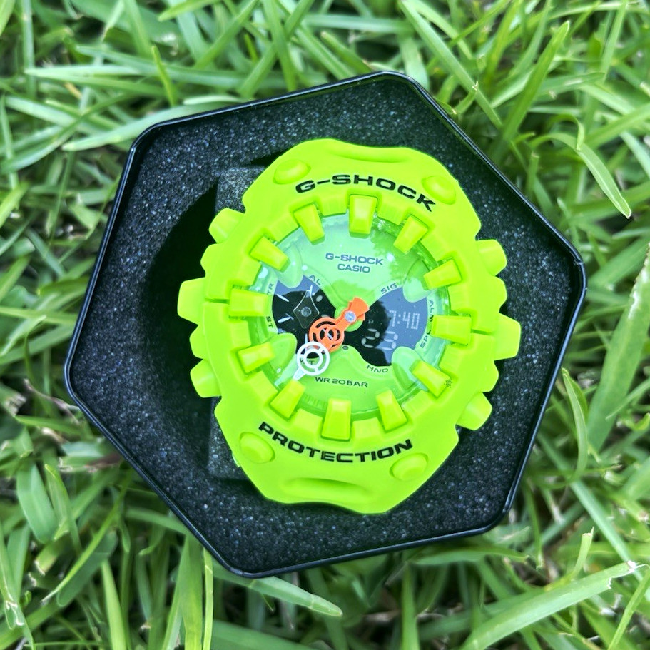 Casio G-SHOCK Neon Green Analog/Digital Quartz Resin Watch 200m w/ Tin