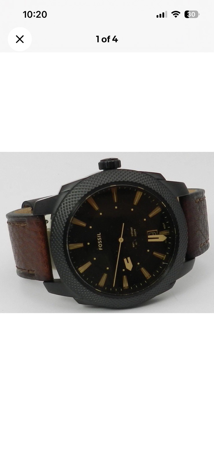 Fossil Machine Leather Strap Watch, 49mm
