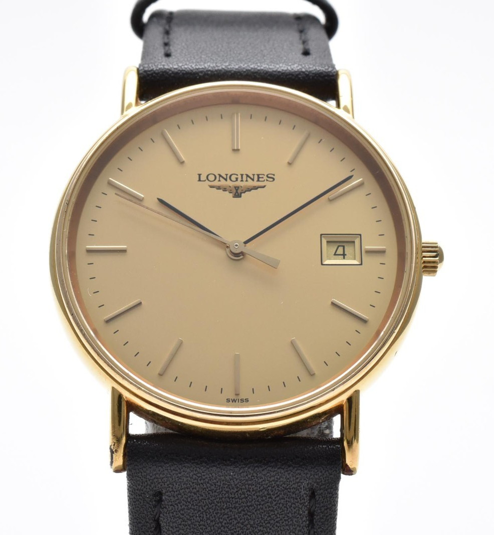 Longines Grand Classic L4.636.2 Gold Dial Date Quartz Men’s Thin Dress Watch