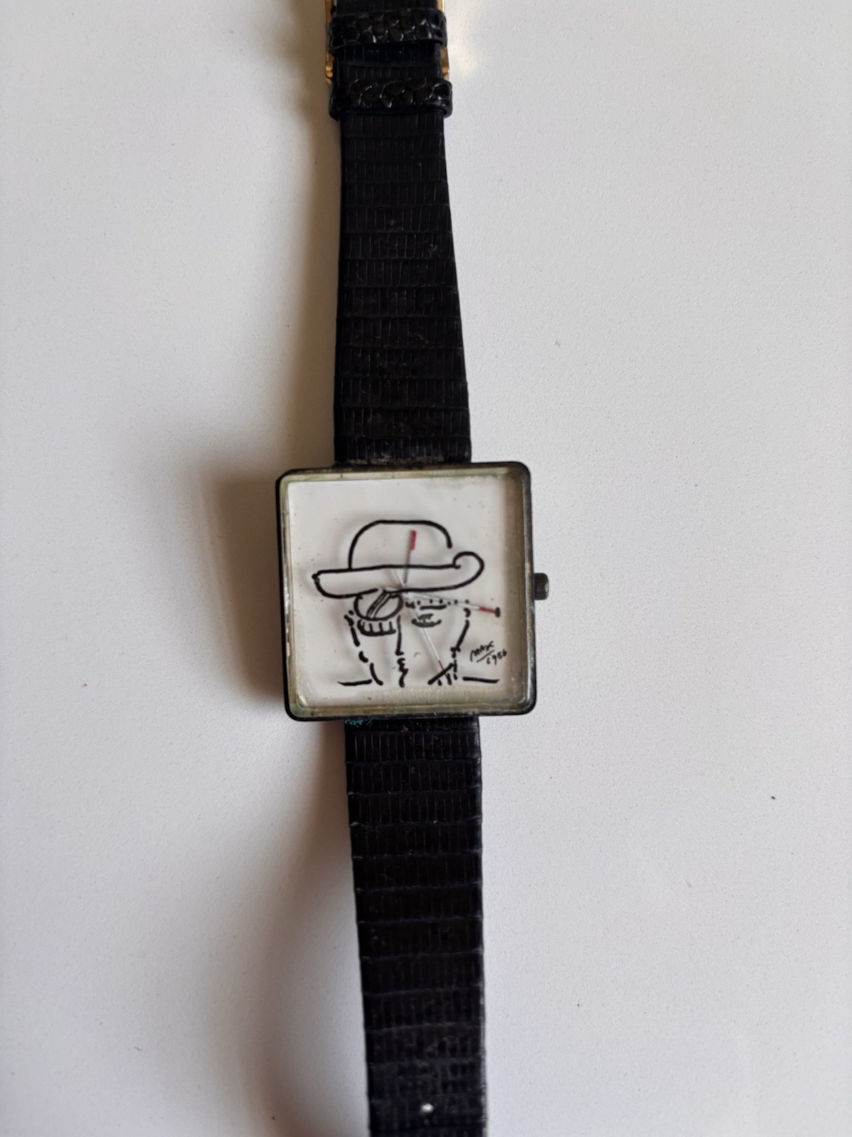 Vintage Peter Max Art Watch 1980 Swiss Movement Square Face Pop Art Rare