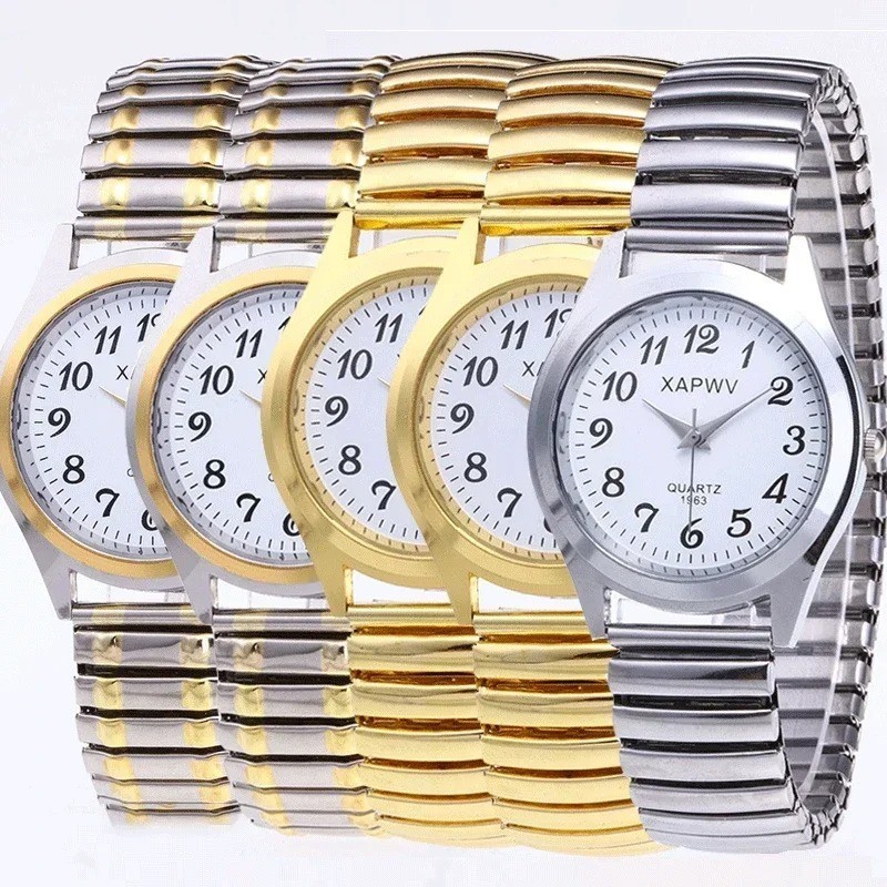 Fashion Women Men Watch Flexible Elastic Band Wrist Watch Steel Strap