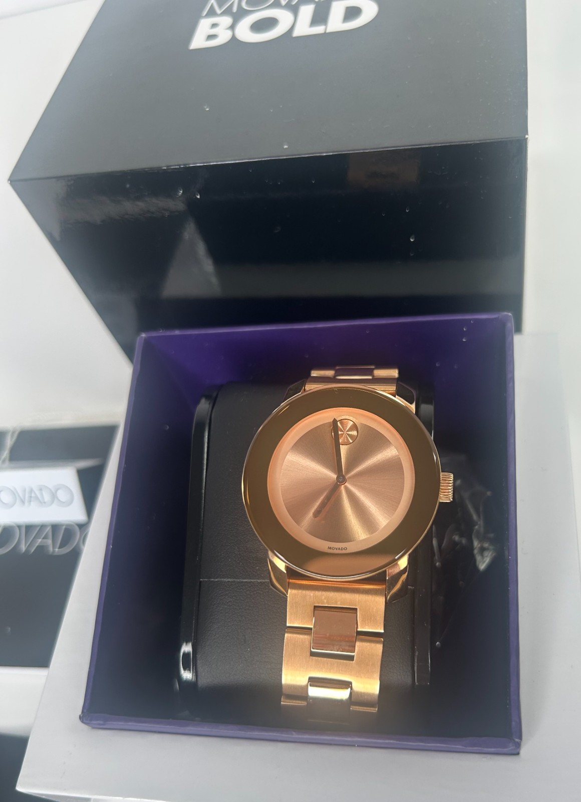 Movado Bold Rose Gold Ion-Plated Stainless Steel 36 mm Watch Box Set 3600342