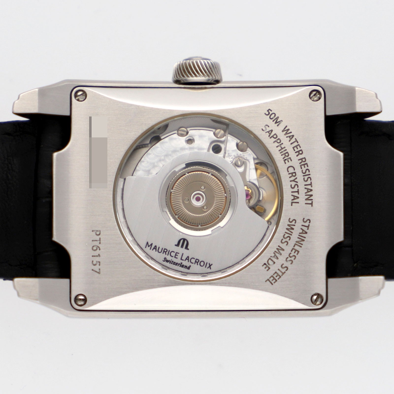 MAURICE LACROIX PT6157 Rectangular Reserved Marche WATCH black SS/leather AT