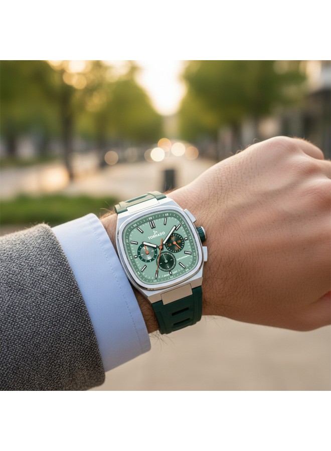 Tornado Aristocrate Men’s Chronograph Watch | Green Dial, 42mm, 100 m (10 ATM)