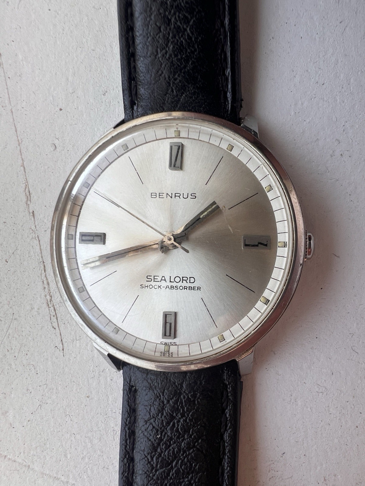 Benrus Sea Lord Shock-Absorber Manual Wind Silver Mid-Century Watch