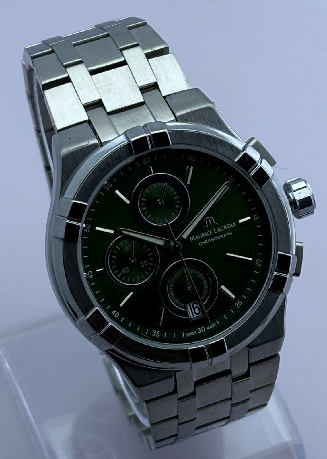 Refurbished Maurice Lacroix Aikon Chrono Quartz Green Dial Sub-Sec/Date Watch