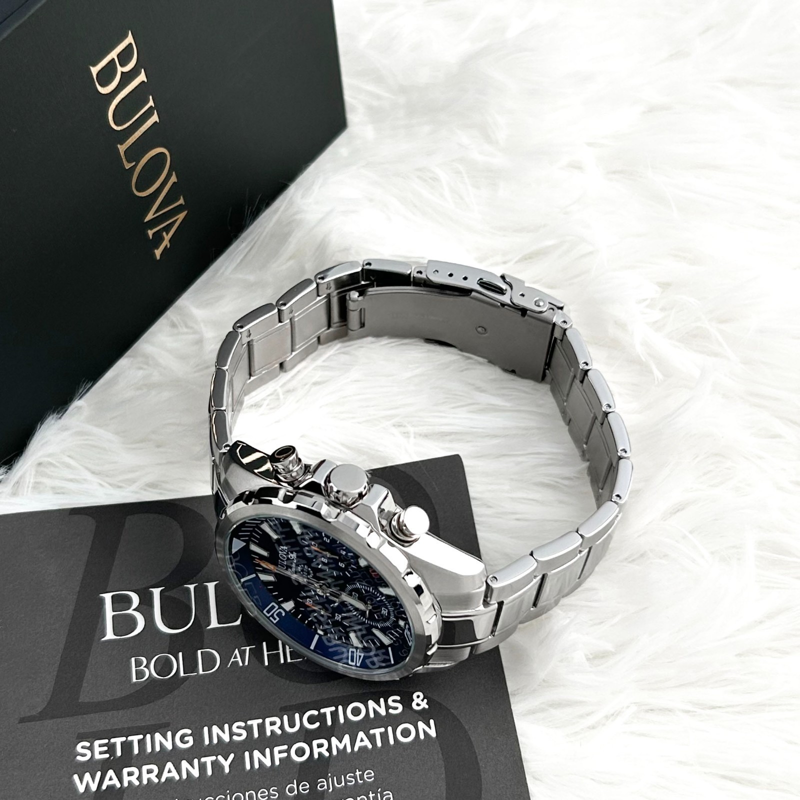 BULOVA 96B256 Men’s Marine Star Chronograph Watch Stainless Steel New With Box