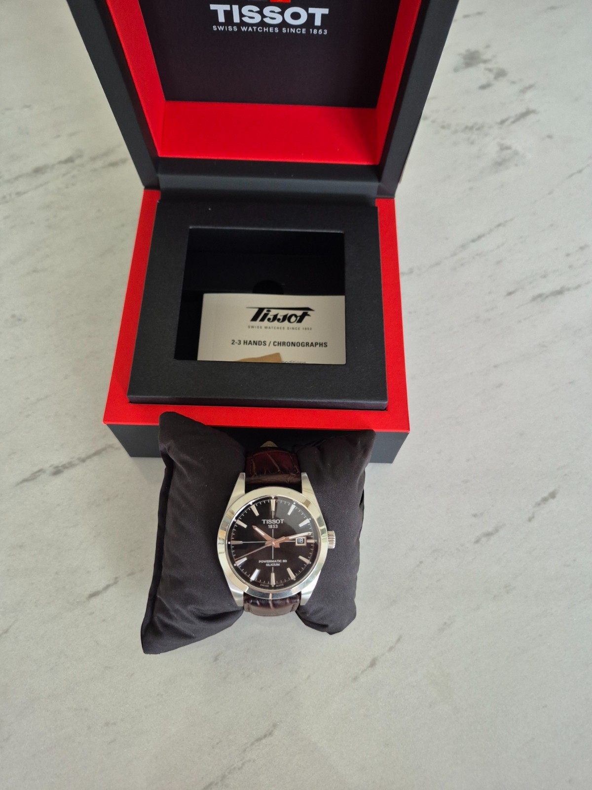 Tissot Gentleman Powermatic 80 Silicium Men’s Leather Watch T1274071605101