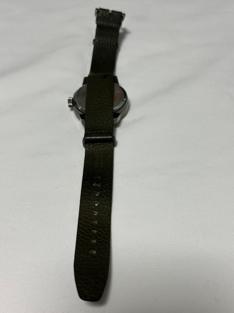 Bulova Watch Automatic Military Black Dial Leather Band 98A255 Unisex Auth Rare