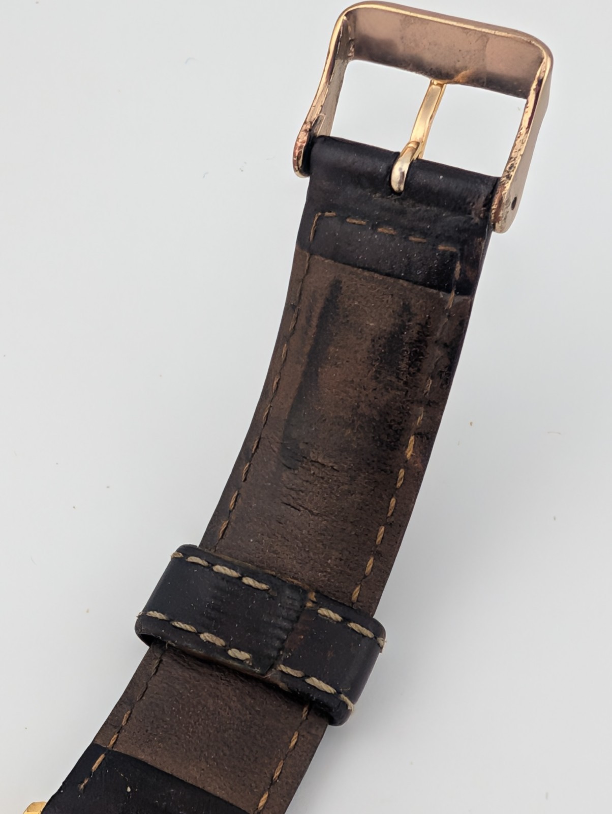 Lamex India 18k Gold Electroplated Watch Men 32mm Case Leather Band- New Battery