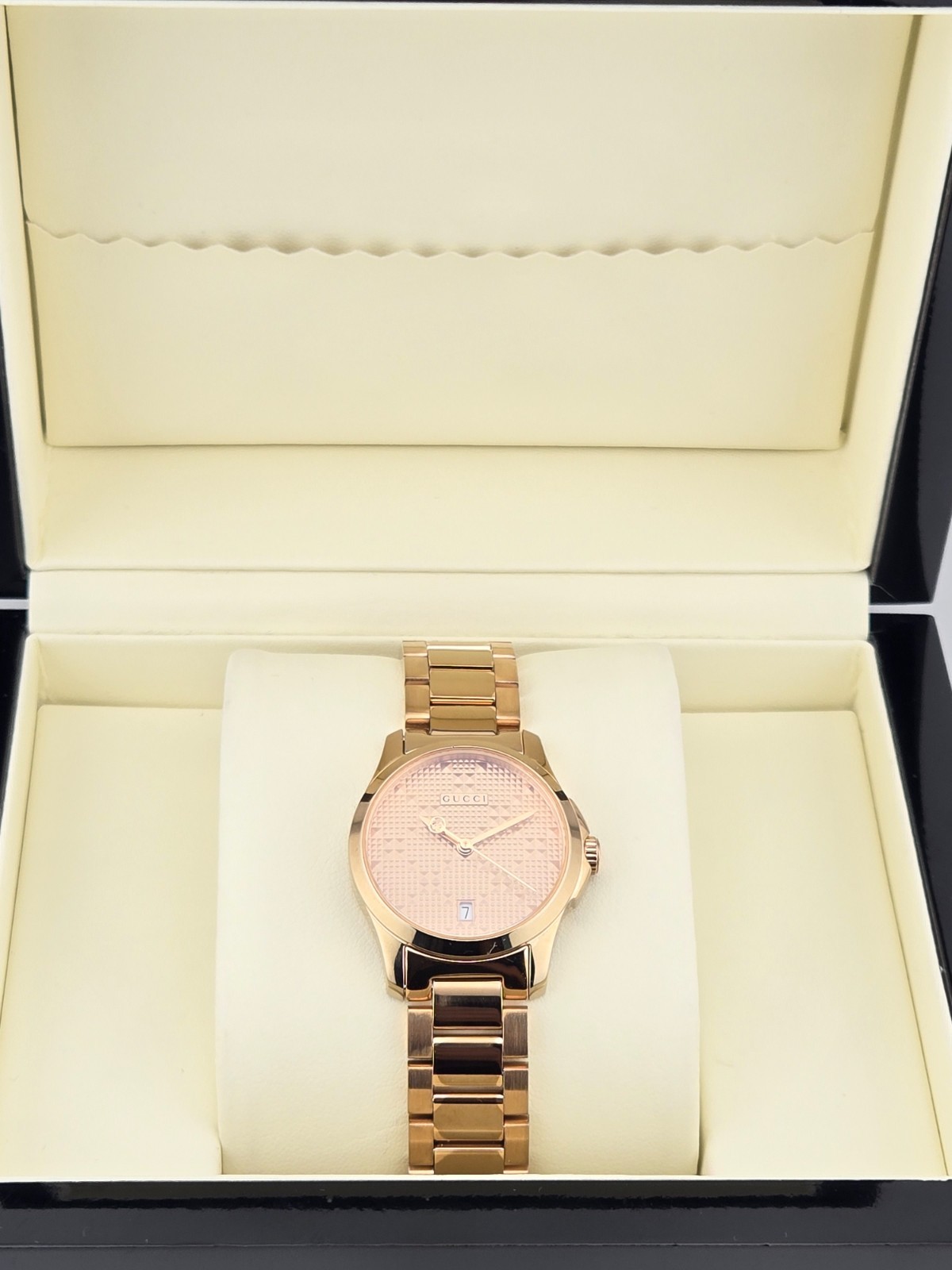 Gucci Women’s G-Timeless Gold Tone Watch Refurbished – YA126567 ($1010 MSRP)