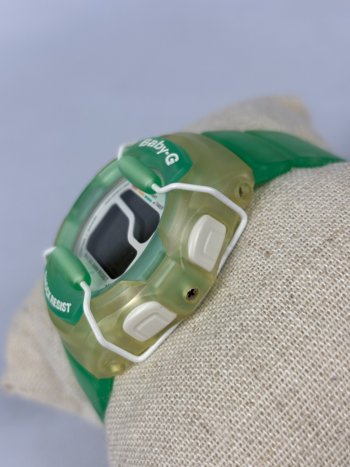 Vintage Casio Baby-G BG-140 Green Jelly 1913 Digital Watch New Battery 10BAR