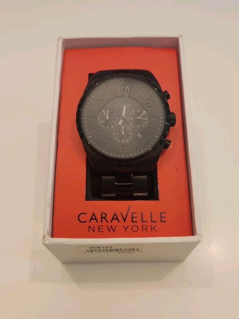 Caravelle New York 45B122 Men’s Black Stainless Steel Chronograph Watch – Never