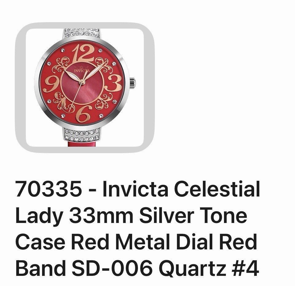 Invicta Celestial Women’s 33mm Quartz Red Dial Red Metal Band Silver Case