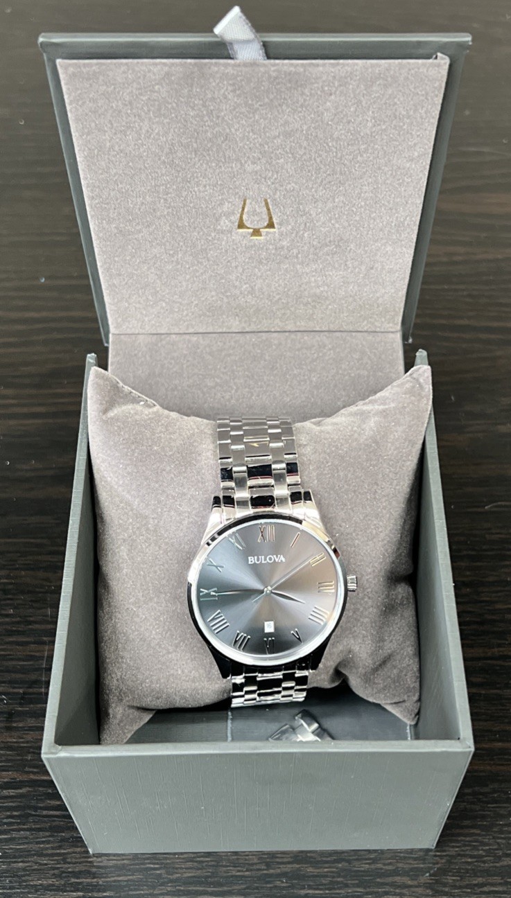 Bulova Men’s Classic Silver Stainless Steel Gray Dial 40mm Watch 96B261