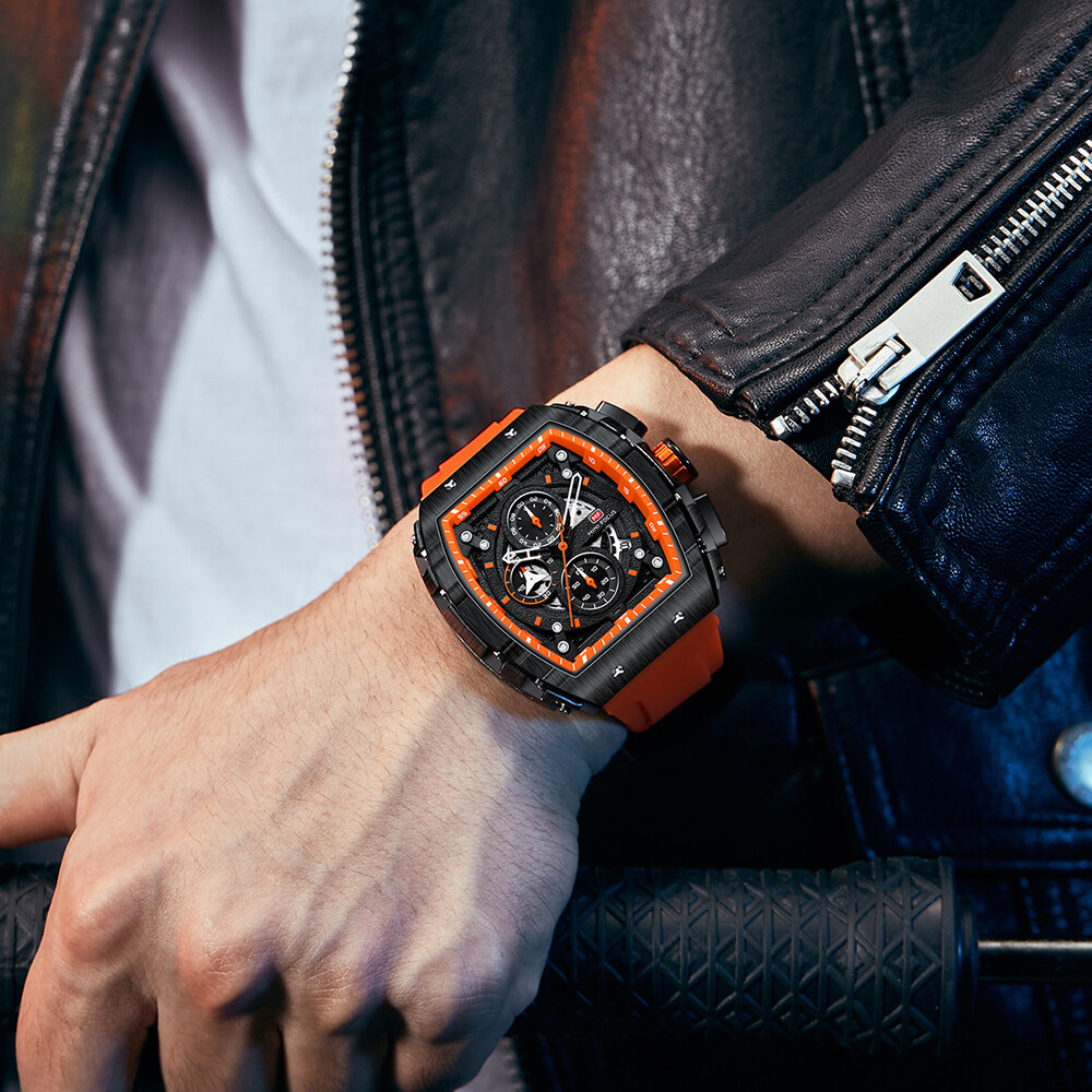 MINI FOCUS Men Watch Silicone Rectangle Date Wristwatch Military Boy Sport Watch