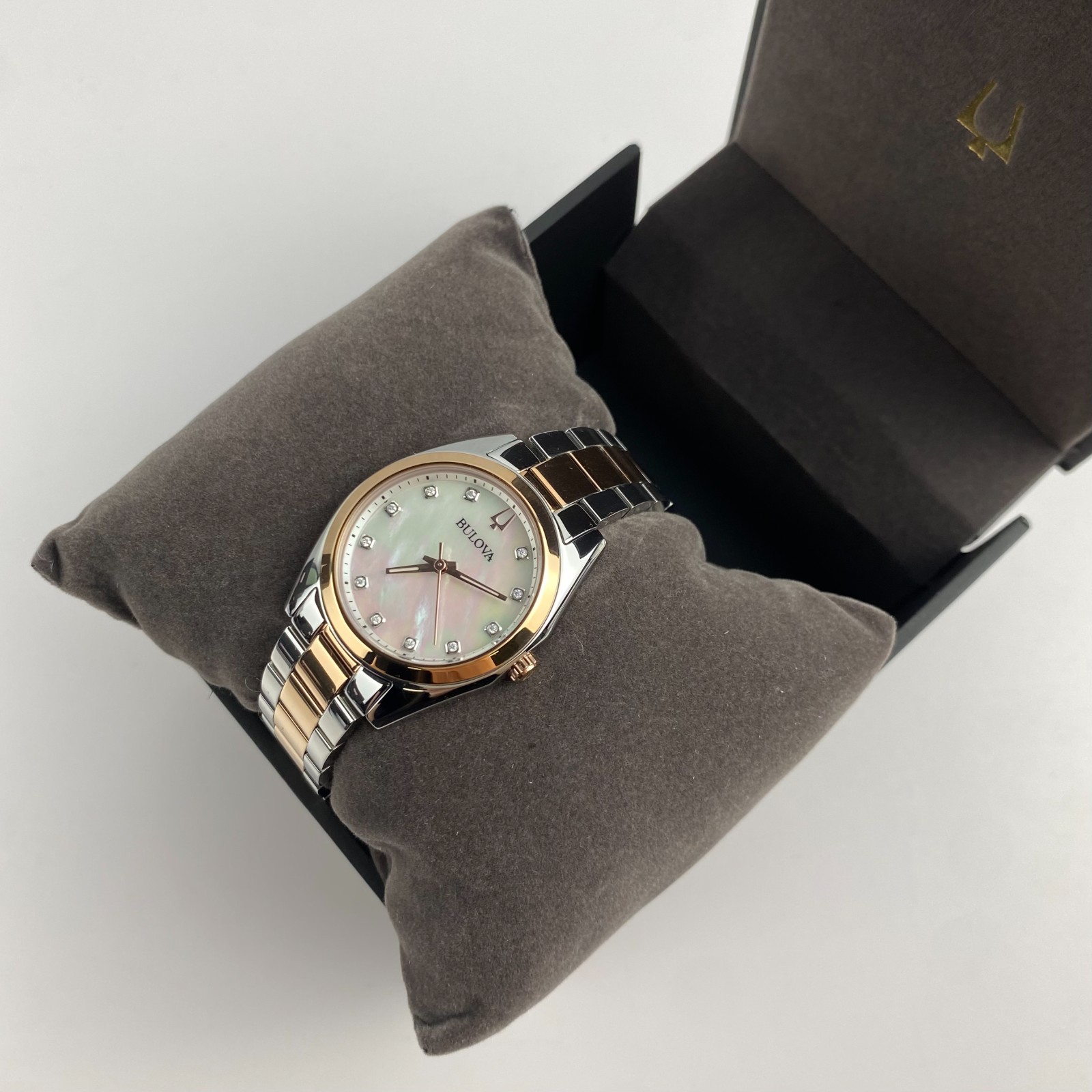 Bulova Surveyor 98P207 Women’s Watch Mother of Pearl White Dial Rose Gold