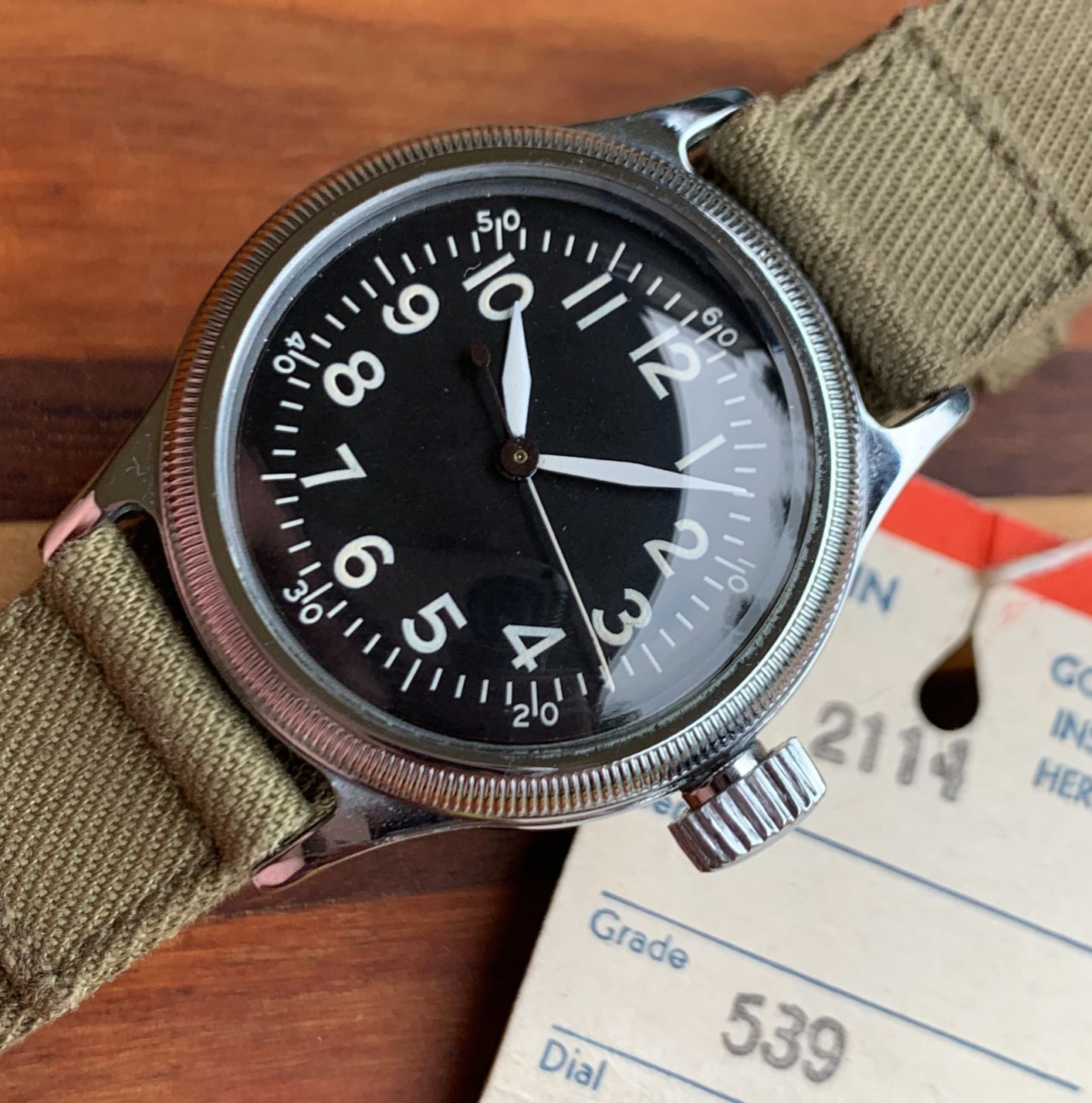 1945 Elgin A-11 Hack Grade 539 16 Jewels US Military Watch -Mint & Serviced #5
