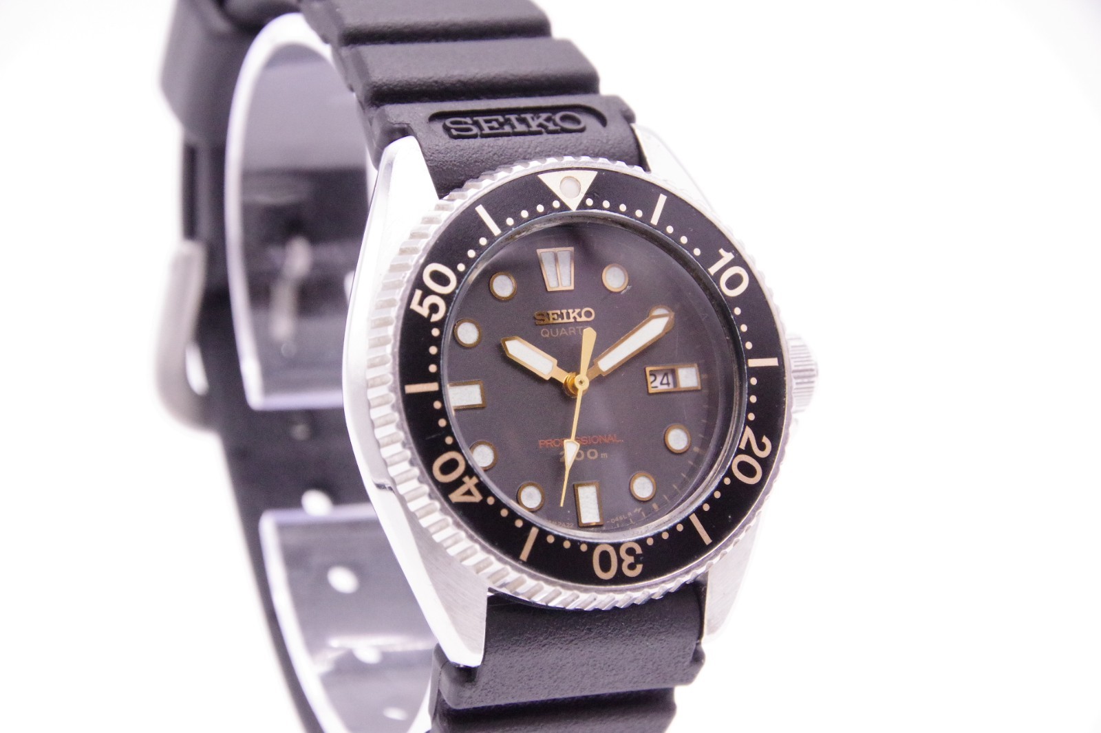 🎦Vintage 1988 [Exc+5] SEIKO 2A22-0170 Diver Black Qz 33mm Unisex Watch JAPAN