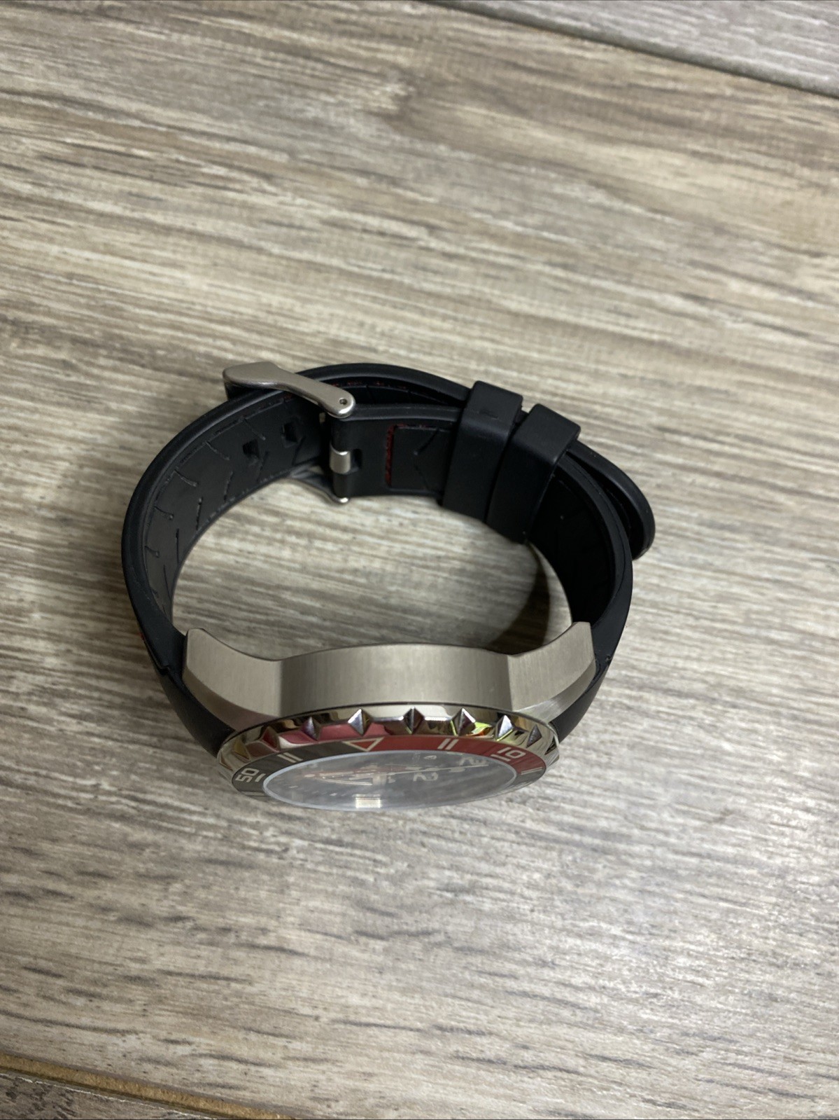 Men’s Harding HA06 Black Red Dive-Style Watch Black Dial 50mm Rubber Strap