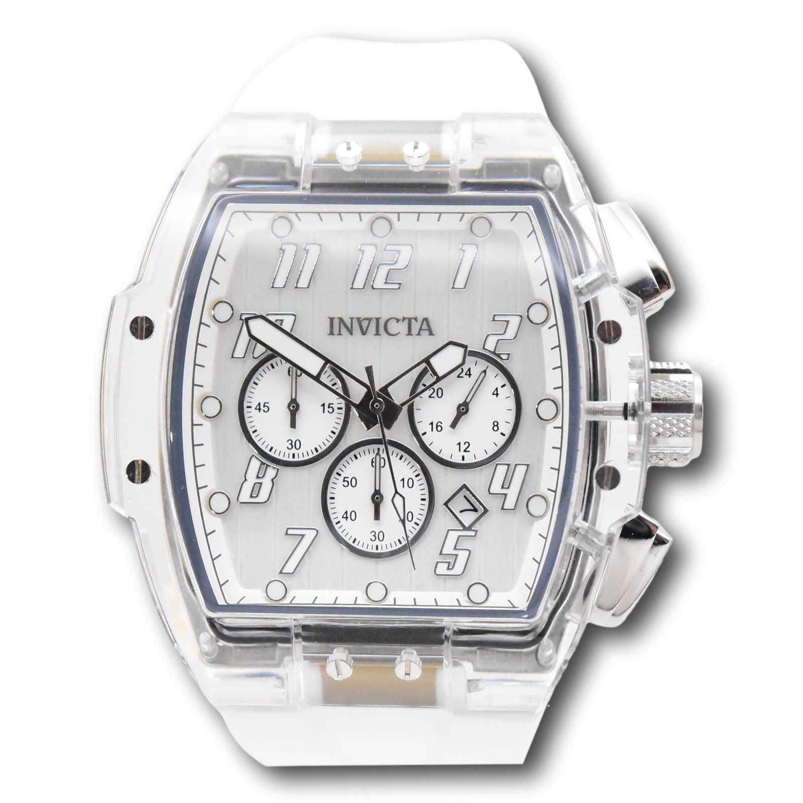 Invicta S1 Rally Crystal Chronograph Men’s 47mm Clear Case White Watch 45481