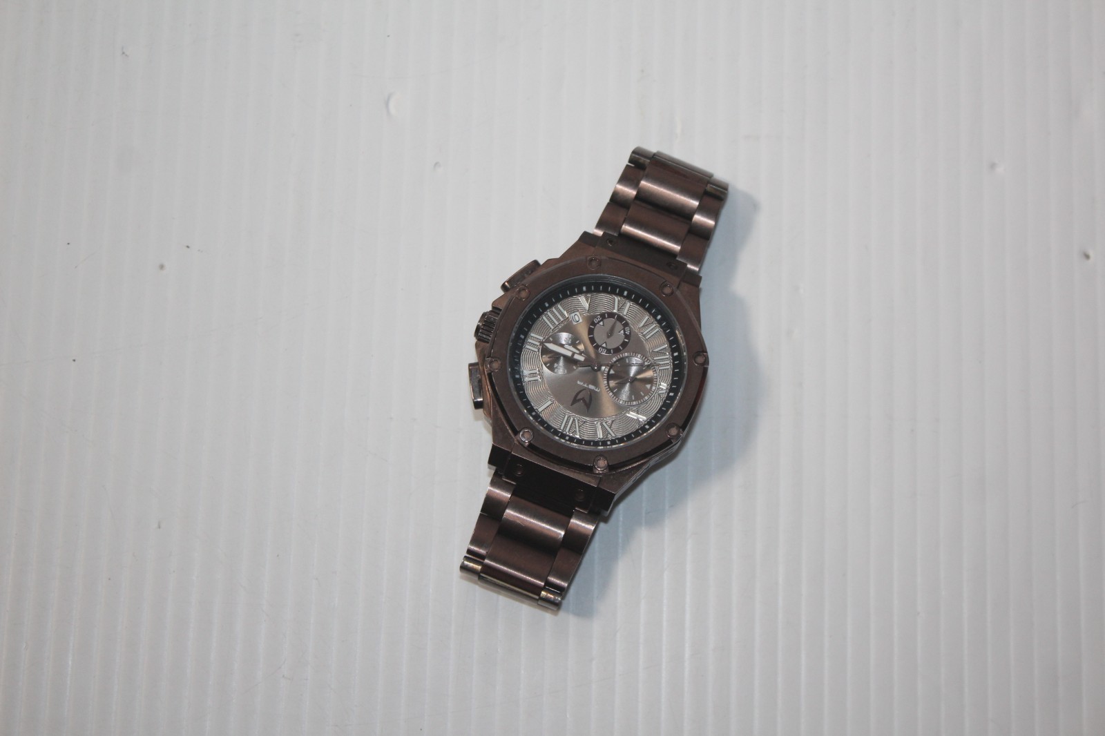MSTR Meister Ambassador Wrist Watch AM1015SS Chocolate Brushed in Box Runs NICE