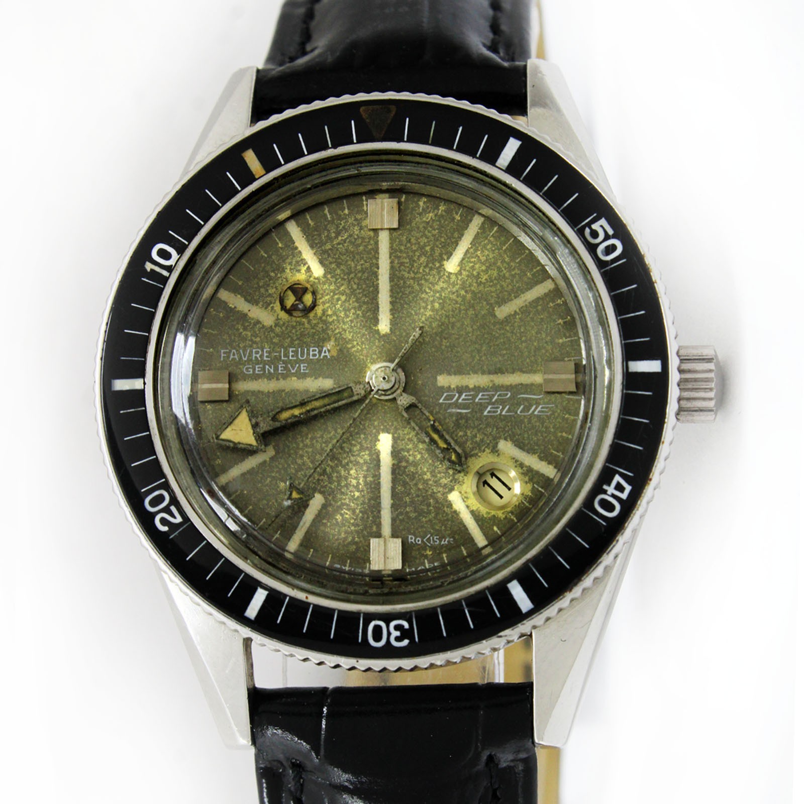 Vintage Favre-Leuba Geneve Deep BLue Original Dial 39mm Men Steel Watch
