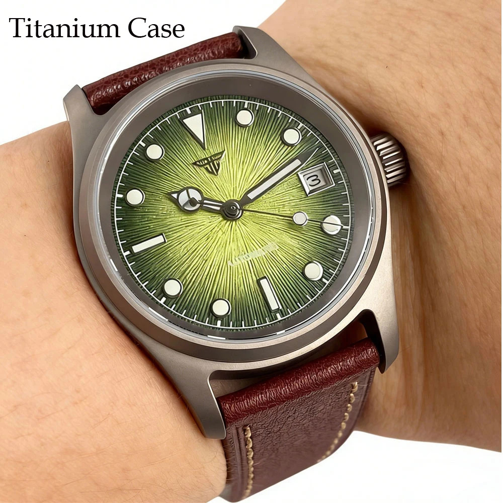 Tandorio 36mm 20ATM Titanium Automatic Pilot Diver Men’s Watch Sapphire Glass