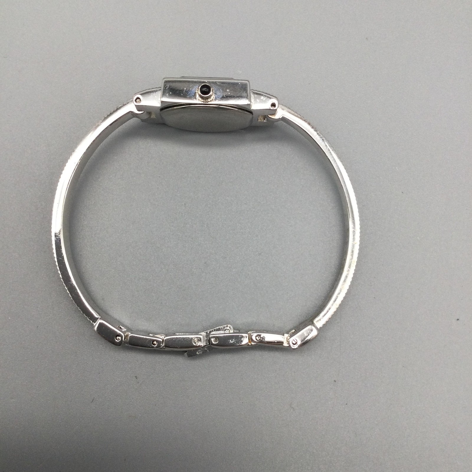 Erwin Pearl Womens Watch 16mm Square Silver Tone Crystal New Battery 5.75″