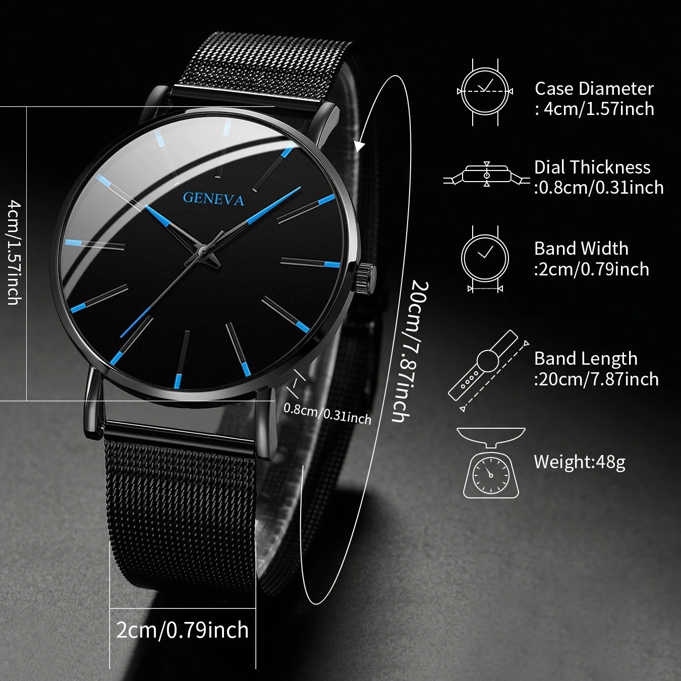 Ultra Thin Men’s Quartz Watch Steel Mesh Band Business Wristwatch Luxury