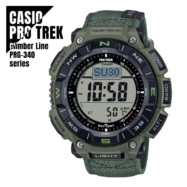 CASIO PRO TREK Climber Line Digital Solar Charge PRG-340B-3 ​​Green Men’s Watch