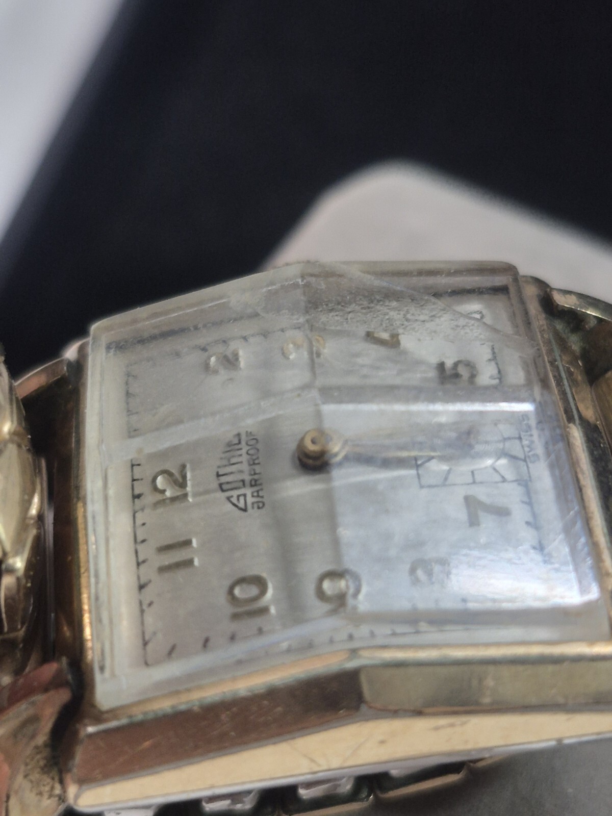 Vintage Gothic Jar Proof Manual Wind Mens Wristwatch None Working