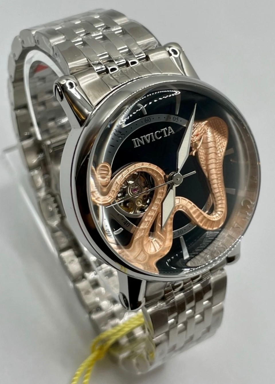 Invicta Dragon Men’s Automatic 44mm Black Dial Silver SS Bracelet Snake (rare)