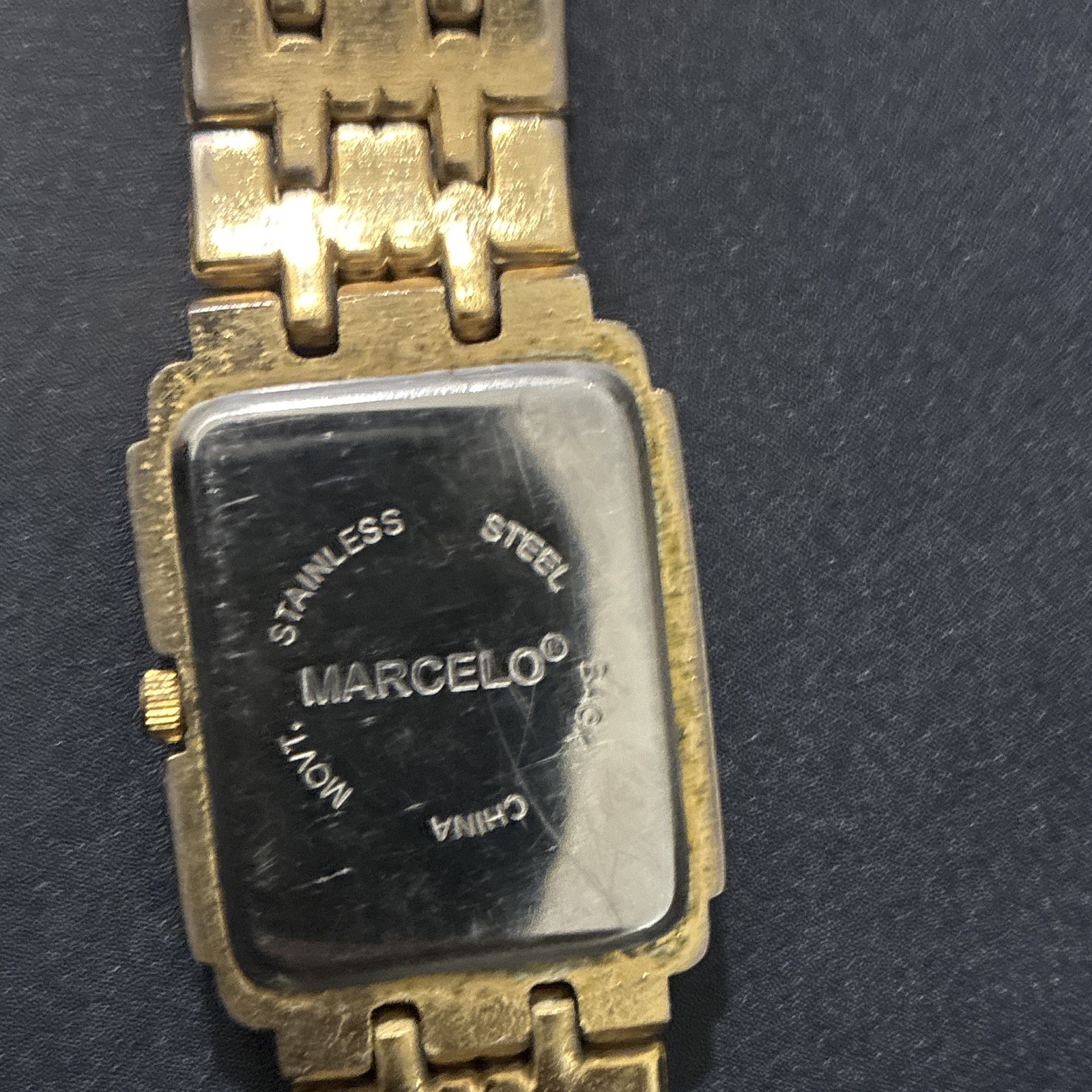 Marcelo Women’s Quartz Analog Black Dial Gold Tone Rectangle SS Bracelet
