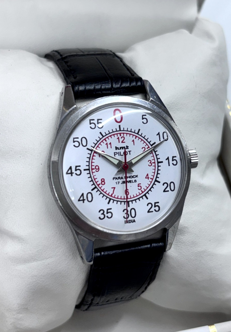 Vintage Refurbished HMT Pilot White 17 Jewels Hand Winding men’s Wrist Watch