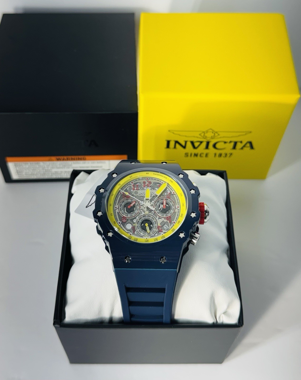 Invicta Racing Vaulthan Men’s Watch 44mm Navy Blue Yellow Red 69661