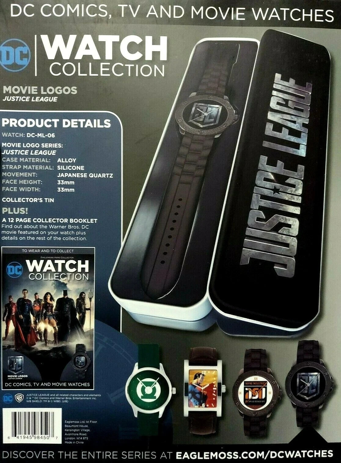 DC Comics Watch Collection #DCML06 Justice League Movie Logo Watch – NEW