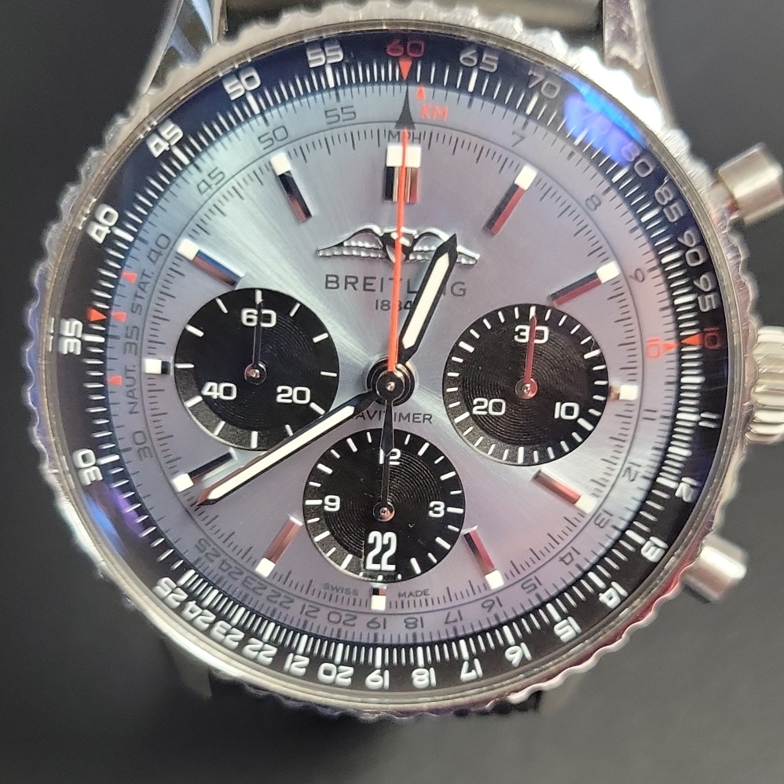 Breitling Navitimer B01 Chronograph 43mm Blue Dial Rubber Strap Box Papers